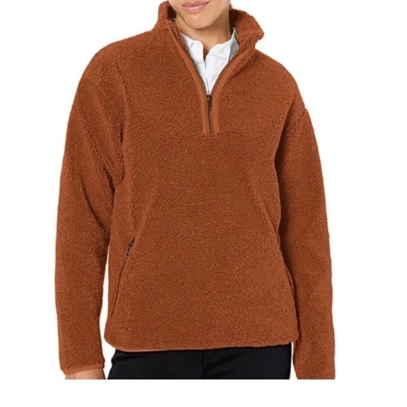 RUST TEDDY BEAR FLEECE PULLOVER - Picture 1 of 1